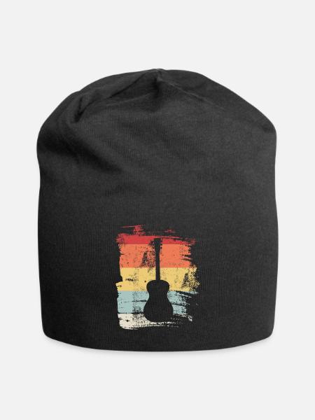 Retro Gitarre Gitarrist Musik Musiker Geschenk - Jersey-Beanie - Schwarz
