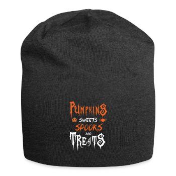 Kürbisse Süßigkeiten Gespenster Süßes oder Saures Halloween - Jersey-Beanie - Anthrazit - Vorne