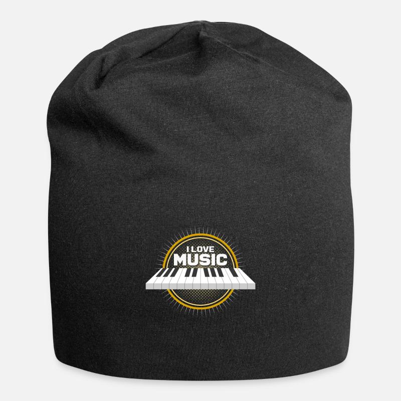 Piano - Jersey-Beanie - Schwarz