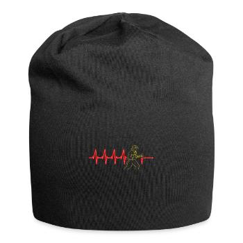 Firefighter Heartbeat Firefighting Fireman - Jersey Beanie - black - Front