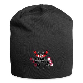 Veteran Marines Army Soldier Navy RED Remember - Jersey Beanie - black - Front