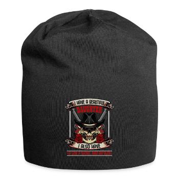 Stolzer Vater und Tochter Lustige Sprüche Geschenk - Jersey-Beanie - Schwarz - Vorne