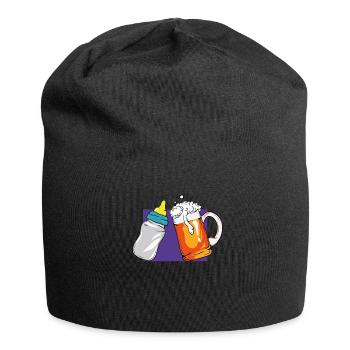 Werdender Vater Schwangerschaft Bier Babyflasche - Jersey-Beanie - Schwarz - Vorne