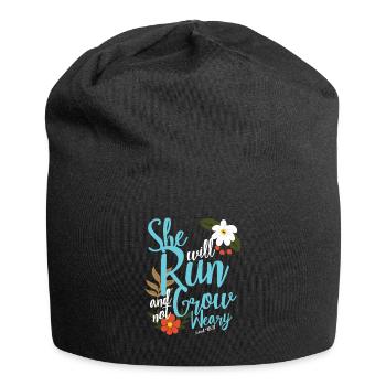 Verset de la Bible chrétienne, elle courra et grandira - Bonnet en jersey - noir - Devant