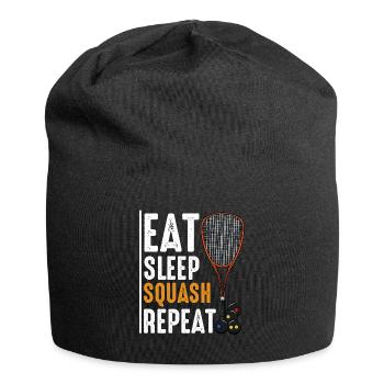 Eat Sleep Squash Repeat Lustige Sprüche Geschenk - Jersey-Beanie - Schwarz - Vorne