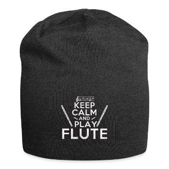 Keep Calm Flûtiste Flûtiste Idée cadeau - Bonnet en jersey - charbon - Devant