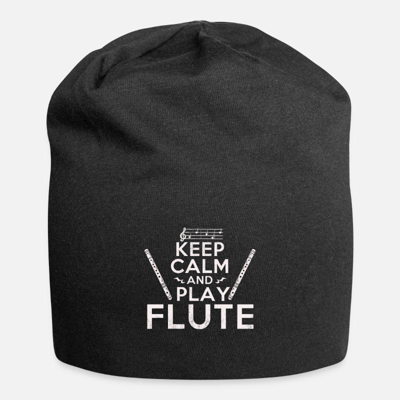 Keep Calm Flûtiste Flûtiste Idée cadeau - Bonnet en jersey - noir