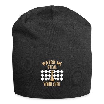 Schach Lustig Schachbrett Verein Club Geschenk - Jersey-Beanie - Anthrazit - Vorne