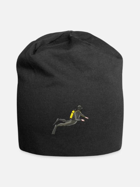 Scuba Diving Ocean Snorkel Male Scuba Diver Gift - Jersey Beanie - black