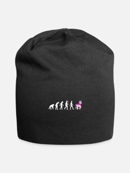 Funny Unicorn Evolution Fantasy Fairy Tales Gift - Jersey Beanie - black
