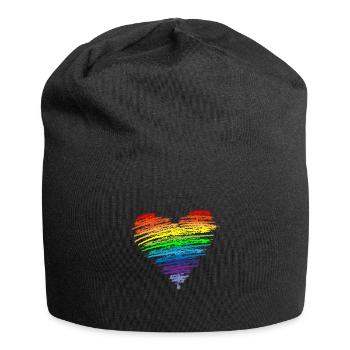 Coeur Couleurs arc-en-ciel LGBT Flower Power - Bonnet en jersey - noir - Devant