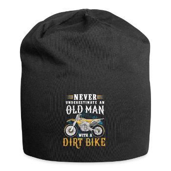 Never underestimate an old man with a dirt bike - Jersey Beanie - black - Front