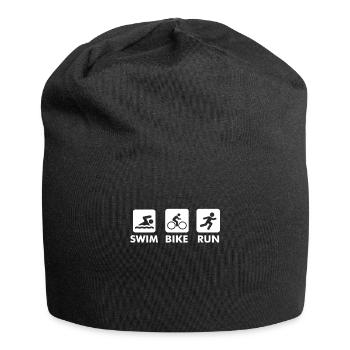 Triathlon Laufen Rennen Triathlet Geschenk - Jersey-Beanie - Schwarz - Vorne