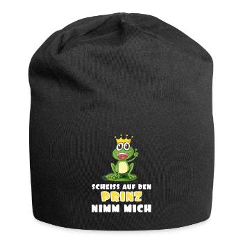 Lustiger Spruch lustige Sprüche - Jersey-Beanie - Schwarz - Vorne