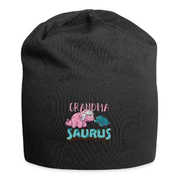 Grandma Saurus Oma Dinosaurier Dino Enkel Enkelin - Jersey-Beanie - Schwarz - Vorne