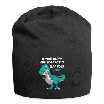 T-Rex Tyrannosaurus Clap Your Hands Happy Lustig - Jersey-Beanie - Schwarz - Vorne