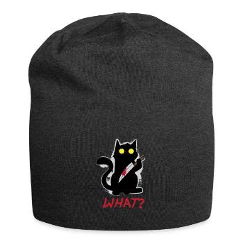 Quoi? Chat psycho tueur noir au sang de couteau - Bonnet en jersey - charbon - Devant
