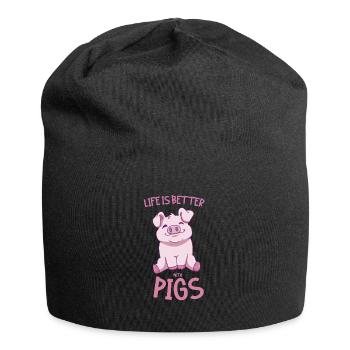 Life is better with pork vegan vegans - Jersey Beanie - black - Front