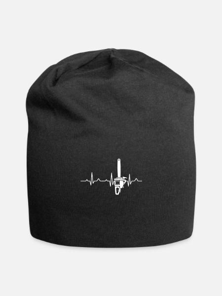 Kettensäge Herzschlag EKG Heartbeat - Jersey-Beanie - Schwarz
