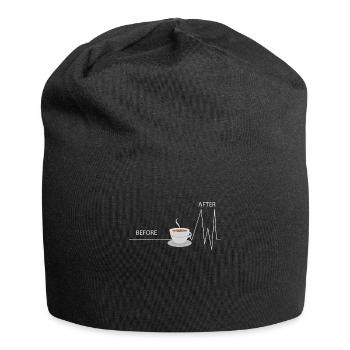 Café en grains Cafébarbecue Pause café Cadeau du - Bonnet en jersey - noir - Devant