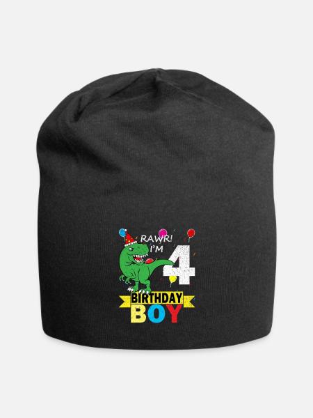 Tee-shirt dinosaure anniversaire 4 ans - Bonnet en jersey - noir