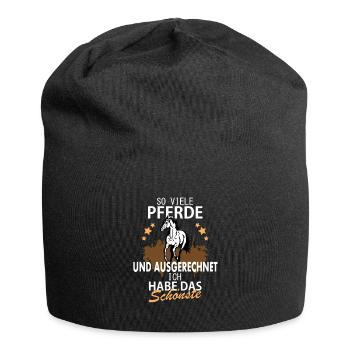 Pferde Spruch - Jersey-Beanie - Schwarz - Vorne