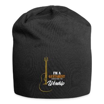 I am a guitarist created to worship,Gitarre Christ - Jersey-Beanie - Schwarz - Vorne