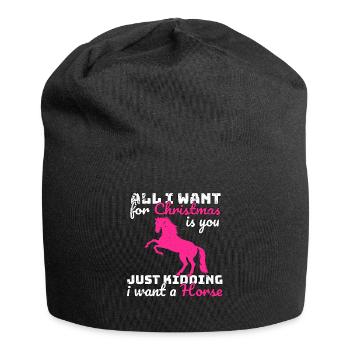 Weihnachten Pferde Reiten Spruch - Jersey-Beanie - Schwarz - Vorne