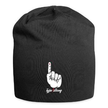 Typ 1 Starke Blutgruppe Finger Blut Geschenk - Jersey-Beanie - Schwarz - Vorne