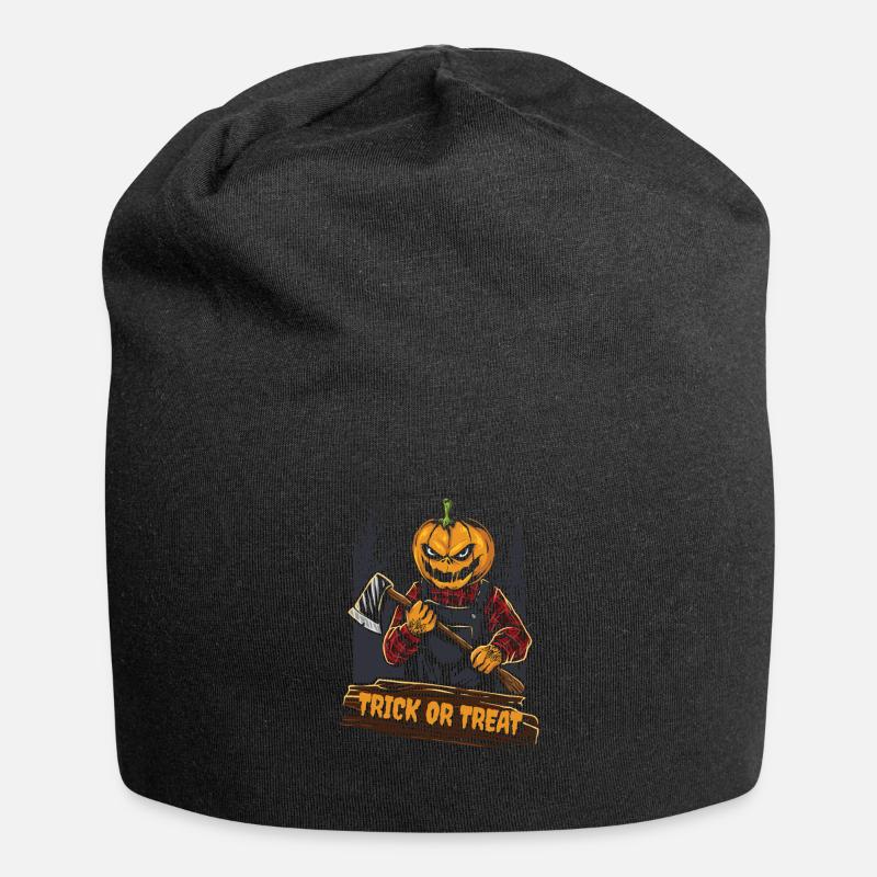 Trick Or Treat Freaky Halloween Pumpkin Gift - Jersey Beanie - black