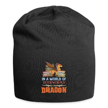 Leseratte Bücherwurm Bücher Drache Buch-Liebhaber - Jersey-Beanie - Schwarz - Vorne