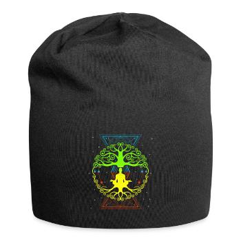 Tree of Life, Chakras for Spiritual Yoga, Buddha - Jersey Beanie - black - Front