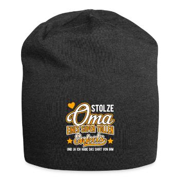 Geschenk für Oma von Enkel - Jersey-Beanie - Anthrazit - Vorne
