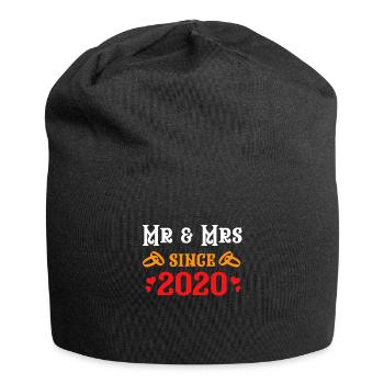 Herr und Frau seit 2020 Jubiläumsgeschenk - Jersey-Beanie - Schwarz - Vorne