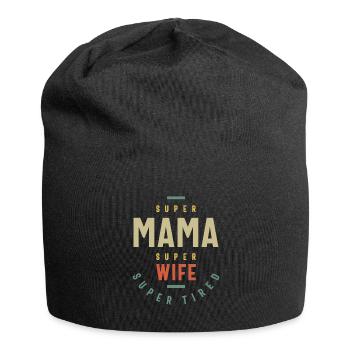 Womens Super Mama Super Wife - Mother Gift - Jersey Beanie - black - Front
