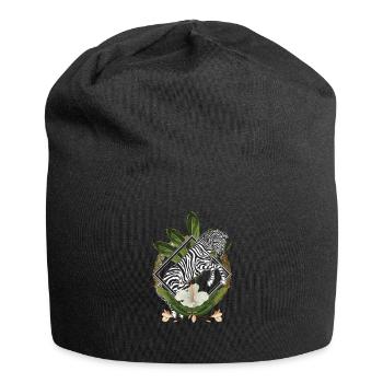 Elegant Hawaiian Zebra Lover Leaf Floral Savannah - Jersey Beanie - black - Front