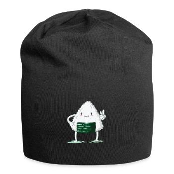 Onigiri zeigt Peace Zeichen - Jersey-Beanie - Schwarz - Vorne