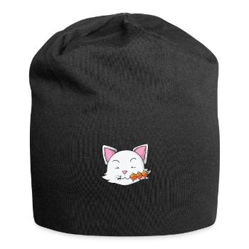 Katze isst Dango Reisklöße - Jersey-Beanie - Schwarz - Vorne