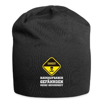 witzige Hausaufgaben Sprüche - Jersey-Beanie - Schwarz - Vorne