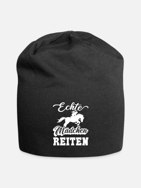 Echte Mädchen Reiten Pferdespruch Reiterspruch - Jersey-Beanie - Schwarz