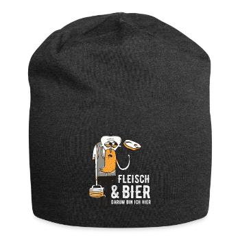 Fleisch Bier Steak Grillen - Jersey-Beanie - Anthrazit - Vorne