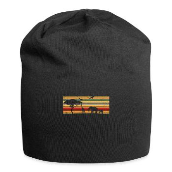 Éléphant d'Afrique girafe vintage - Bonnet en jersey - noir - Devant