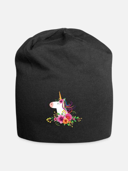 Pferd Pferde Einhorn - Jersey-Beanie - Schwarz