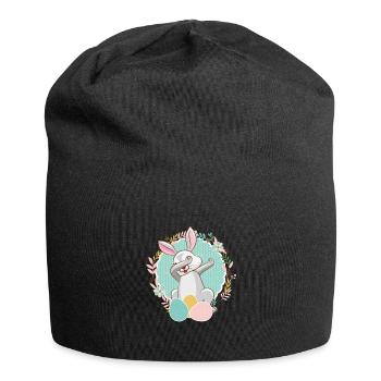 Dab Bunny Easter Funny Egg Hunt Festival Gift - Jersey Beanie - black - Front