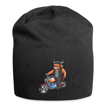 Hochlandrind Highland bovins vache motard moto - Bonnet en jersey - noir - Devant