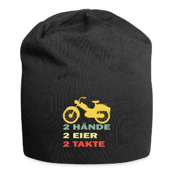 lustiges Mofa Moped 2 Hände 2 Eier Zwei Takte - Jersey-Beanie - Schwarz - Vorne