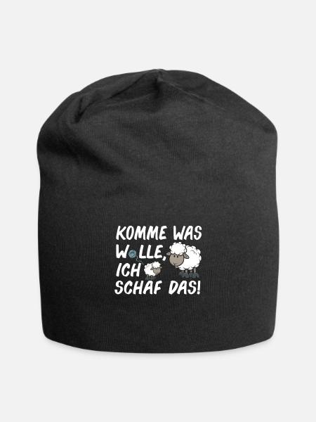 Komme Was Wolle Ich Schaf Das lustige Schäfer - Jersey-Beanie - Schwarz