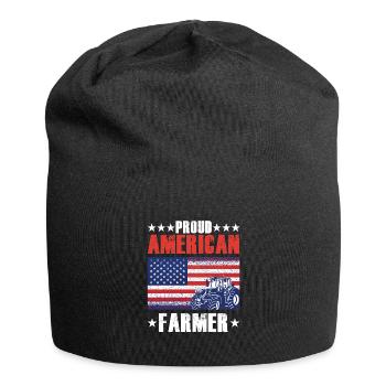 Proud American Farmer USA Flag Tractor Farm - Jersey Beanie - black - Front