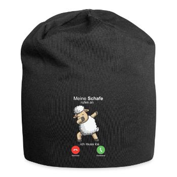 Schafe rufen an Landwirt Schäfer Schaf Bauer - Jersey-Beanie - Schwarz - Vorne
