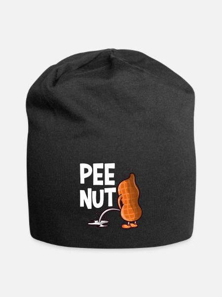 PeePeenut Pee Nut lustige Erdnuss - Jersey-Beanie - Schwarz
